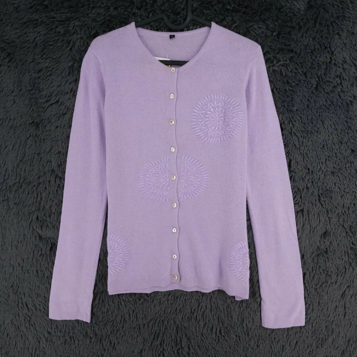 LANEROSSI Purple Crew Neck Wool Cashmere Cardigan Size 2 - M