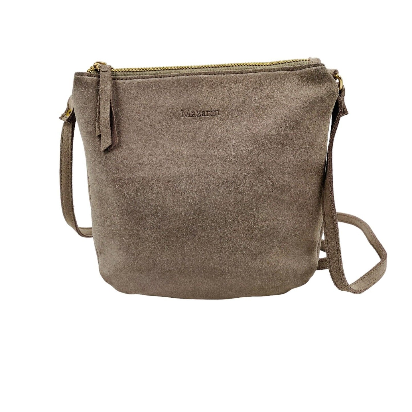 MAZARIN Grey Suede Leather Handbag Shoulder Bag Crossbody Bag