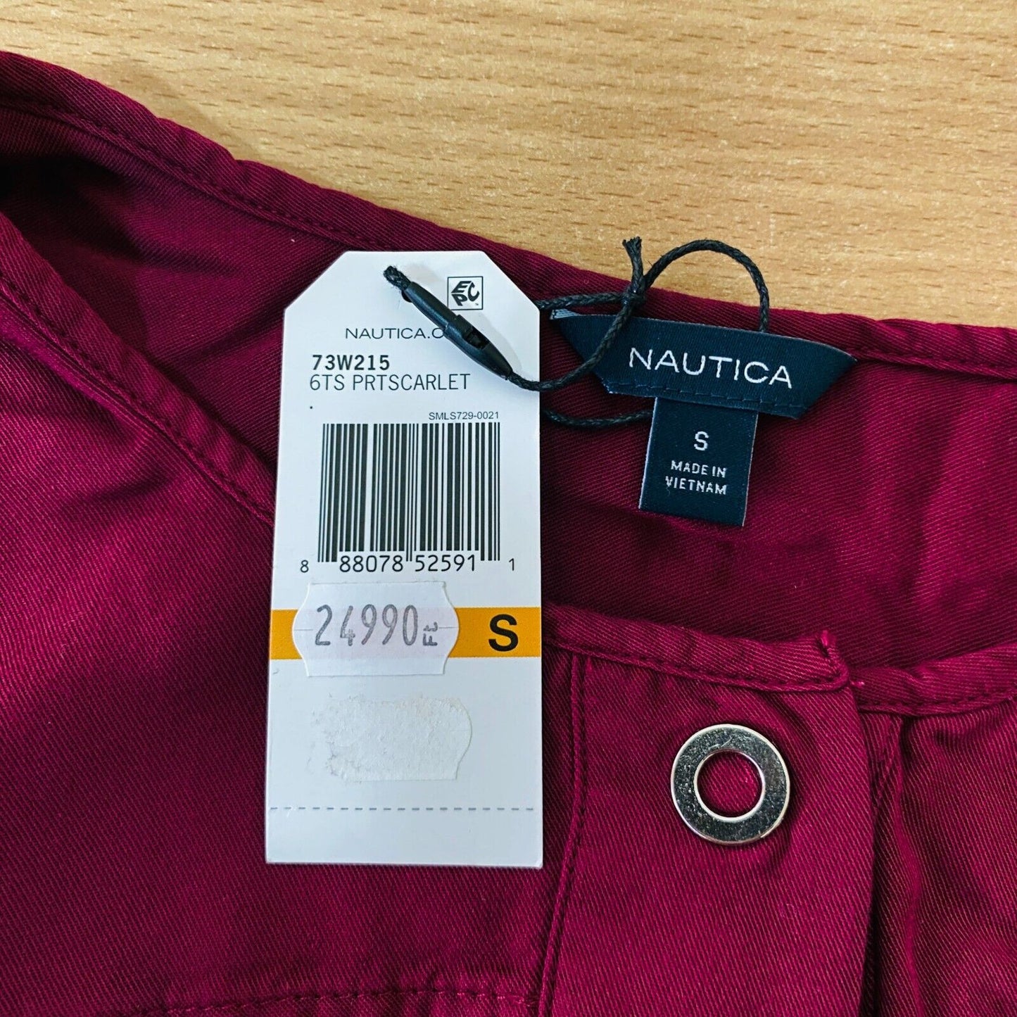 NAUTICA Women Dark Red Long Sleeves Crew Neck Shirt Blouse Size S