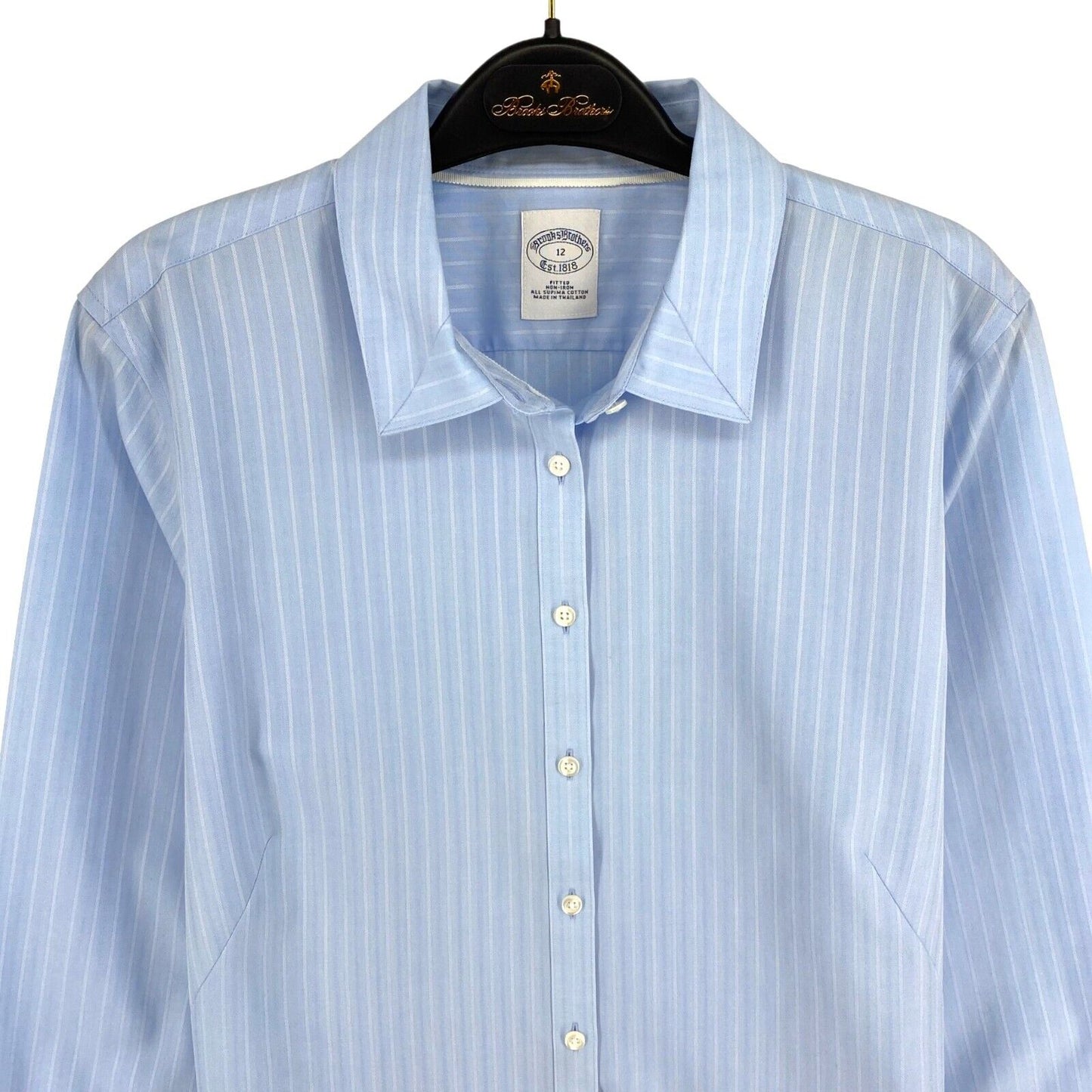 Brooks Brothers Blue Striped Fitted Cotton Shirt Size EU 40 UK 14 US 12