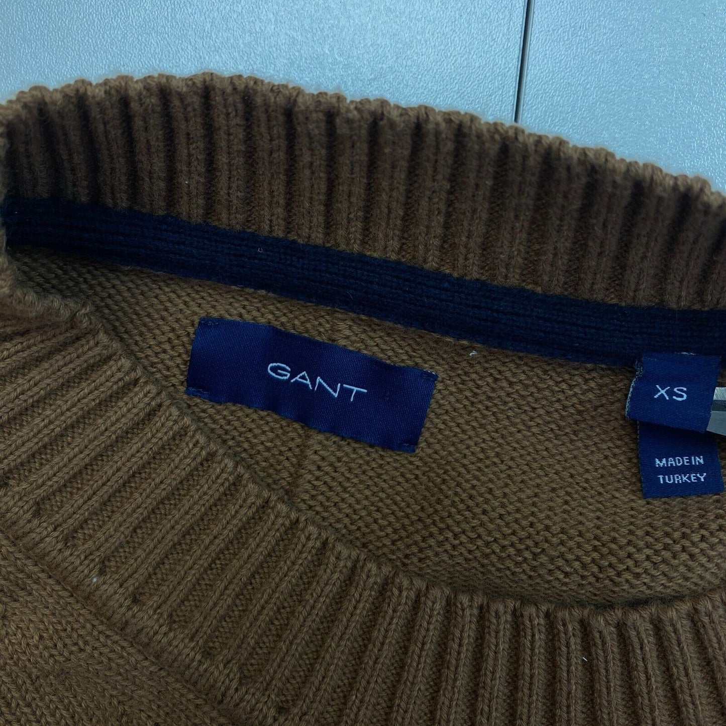 GANT Pull à col rond en coton marron Taille XS