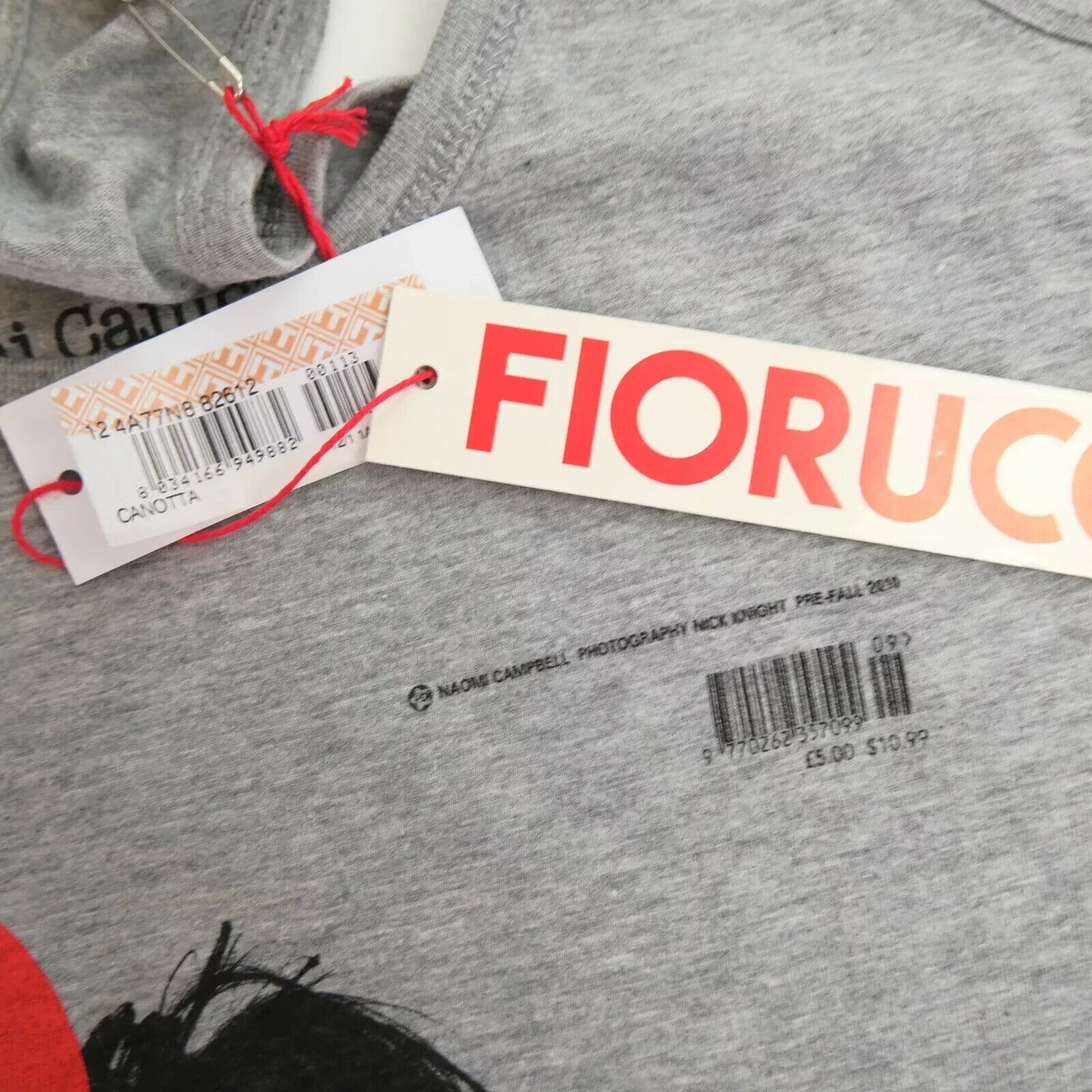 FIORUCCI x Naomi Campbell Grey Scoop Neck Tank Top T Shirt Size M