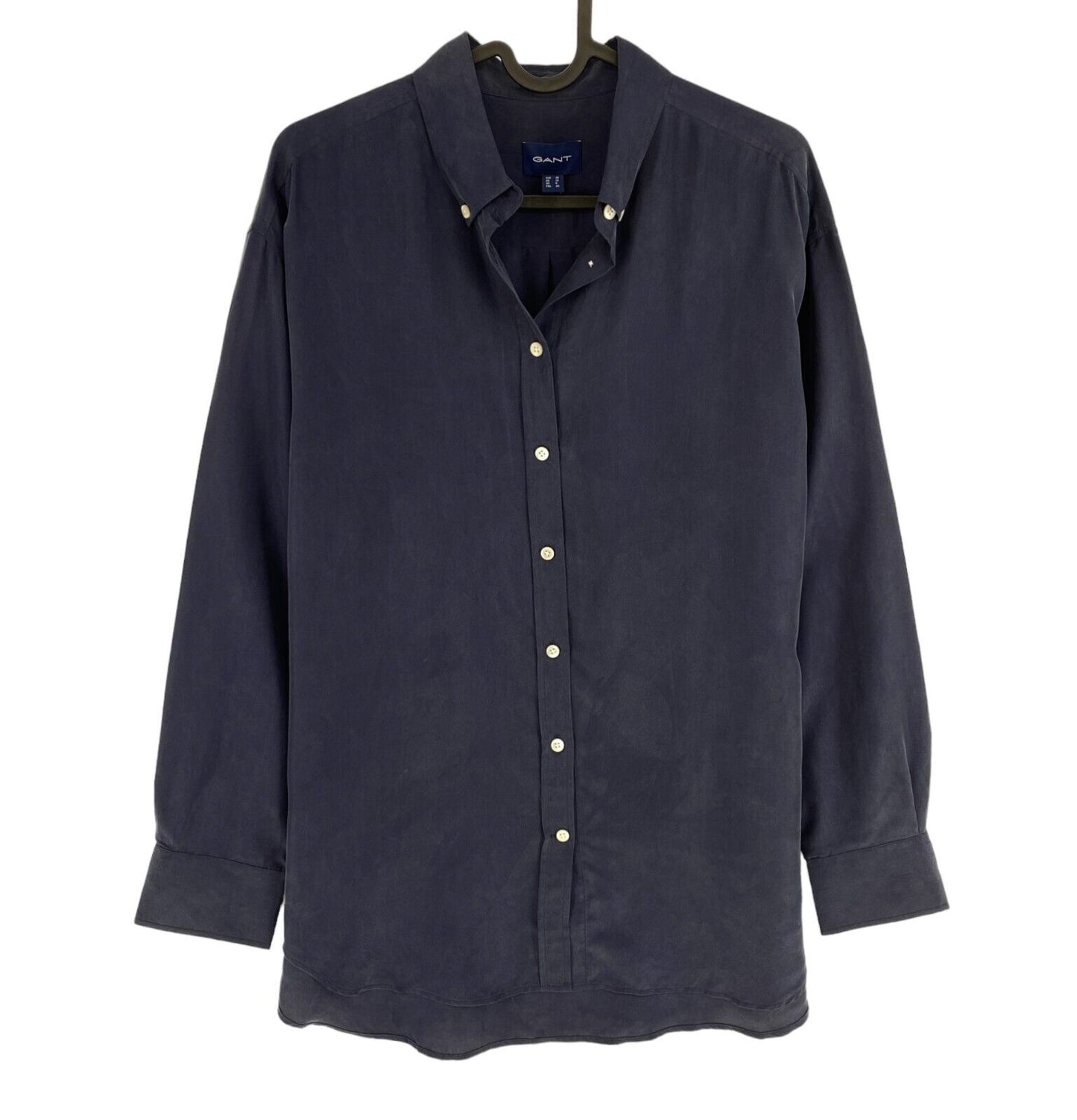 GANT Women Navy Blue Relaxed Fit Silk Long Sleeve Shirt Size EU 36 UK 8 US 6