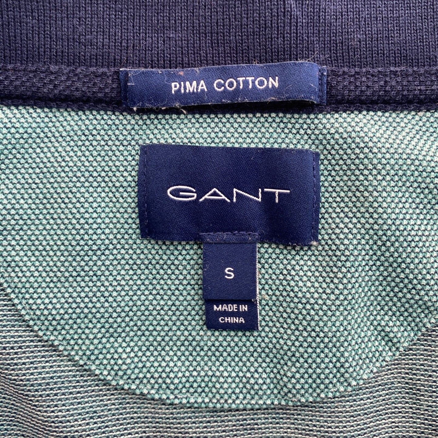 GANT Men Blue 3-Col Tipping Pique Rugger Short Sleeves Polo Shirt Size S