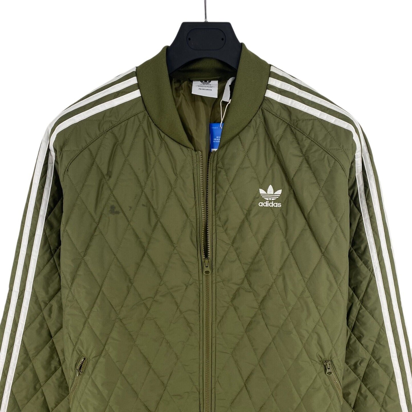 Adidas Men Green Quilted Bomber Jacket Coat Size XL