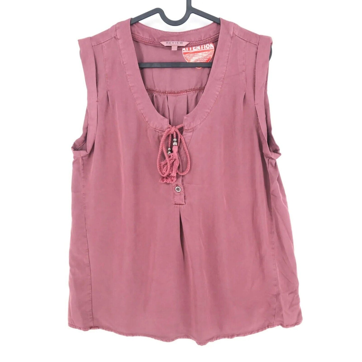 REVIEW Women Dark Pink V Neck Top Blouse Size XL