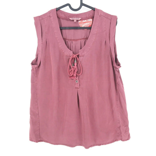 REVIEW Women Dark Pink V Neck Top Blouse Size XL