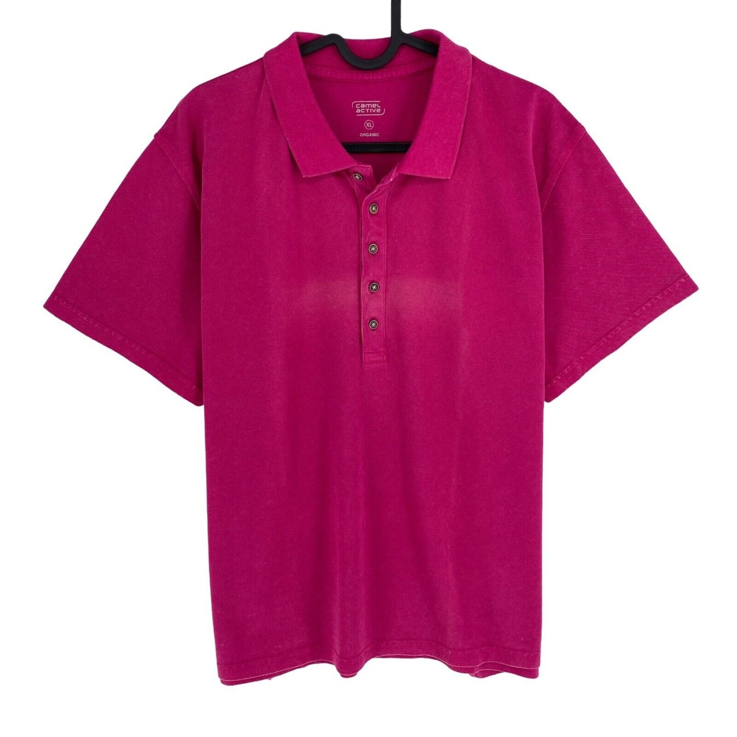 Camel Active Women Dark Pink Solid Short Sleeves Pique Polo Shirt Size XL