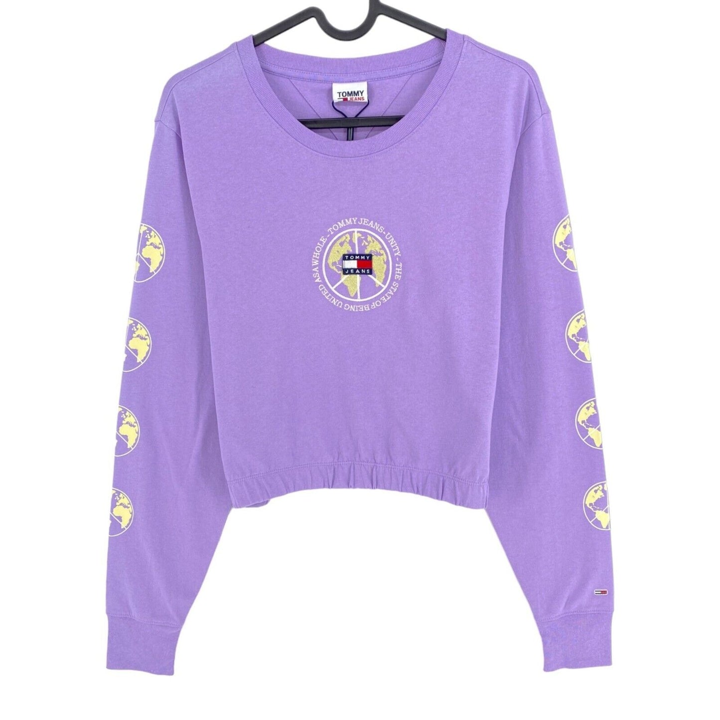 TOMMY HILFIGER Jeans Purple Crop Elastic Unitees Long Sleeves T Shirt Size XS