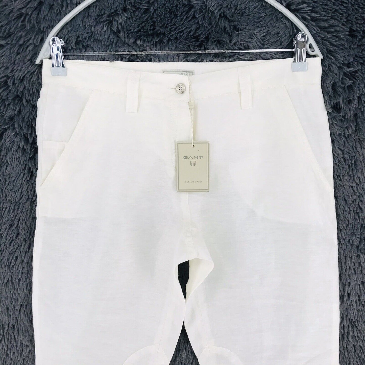 €169 GANT Damen Cremeweiß Regular Leinenmischung Cropped Hose EUR 38 US 8 UK 12