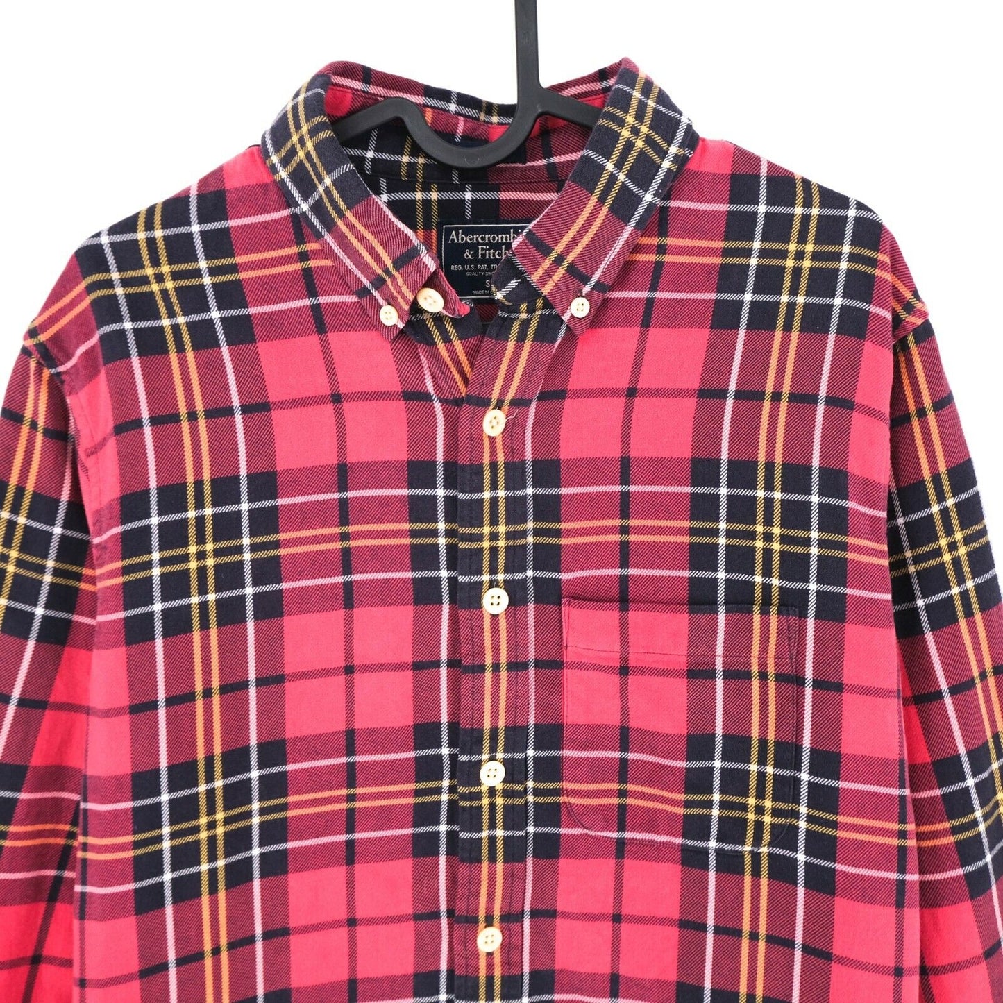 Abercrombie & Fitch Red Slim Fit Check Print Shirt Size S