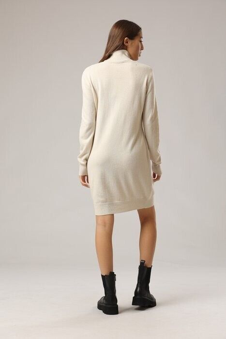 Trussardi Beige Turtle Neck Wool Blend Dress Size M