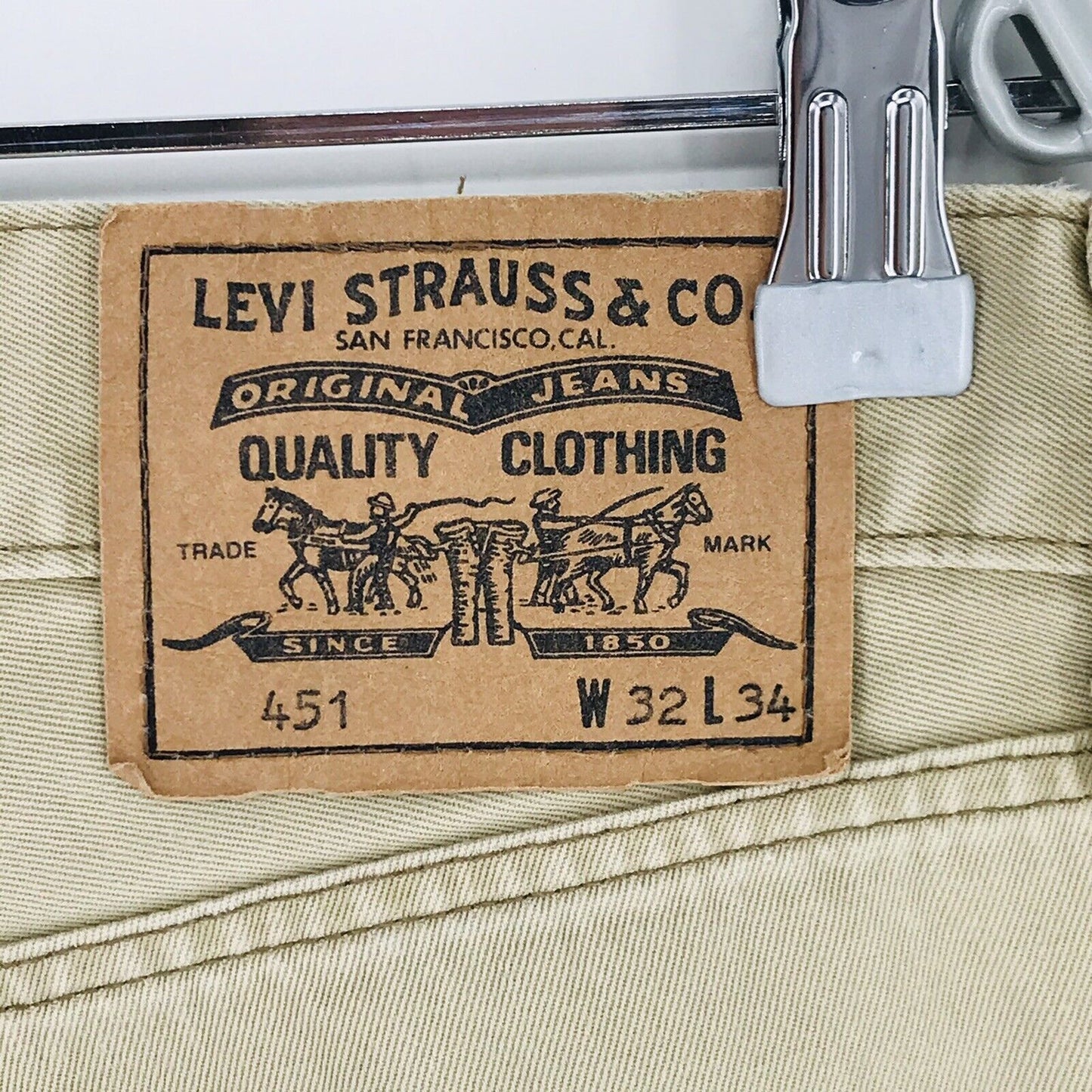 Vintage Levi's 451 Beige Regular Straight Fit Jeans Size W32 L32