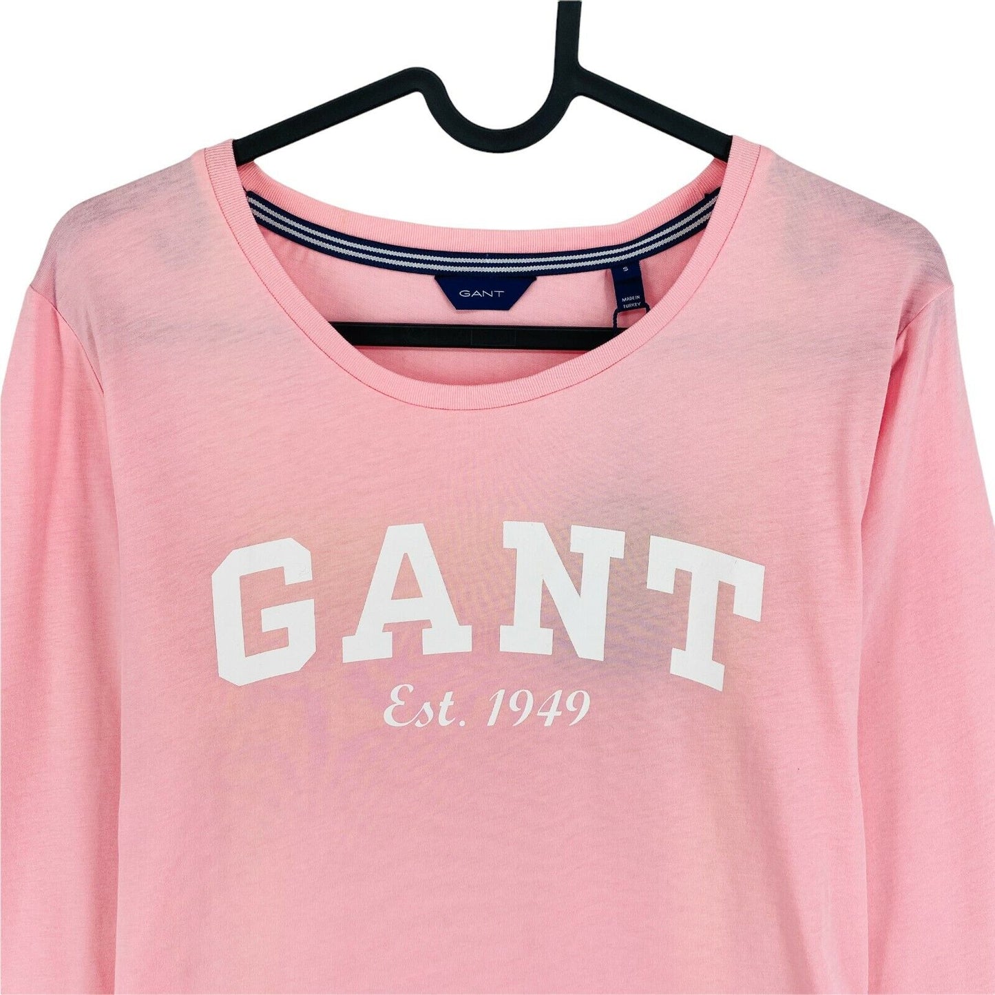 GANT Pink Big Logo Crew Neck Long Sleeves T Shirt Size S L