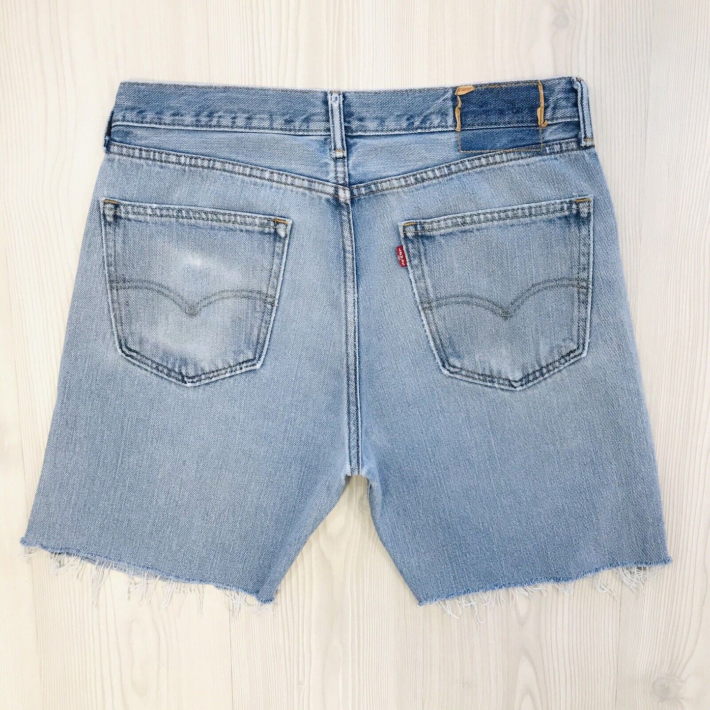 Levi's 505 Custom Made Blue Regular Straight Fit Cut-Off Shorts W32