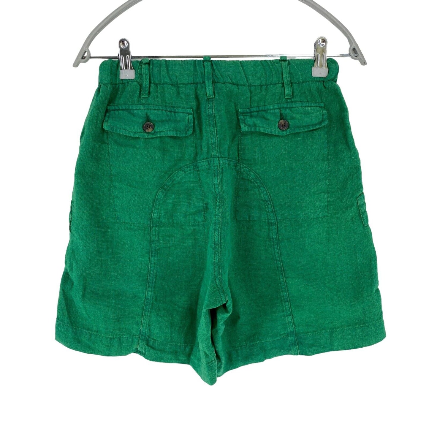 LA MARTINA Women Green Relaxed Fit Linen Shorts Size W28