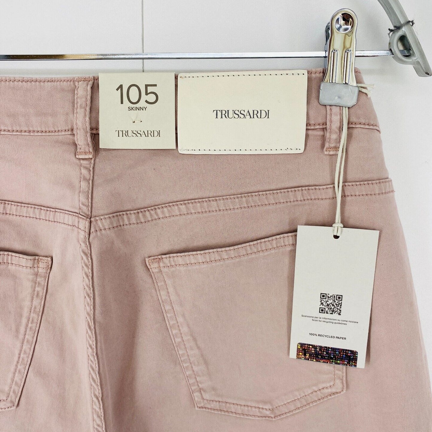 TRUSSARDI 105 Women Light Pink Stretch Skinny Fit Jeans IT 45 W31