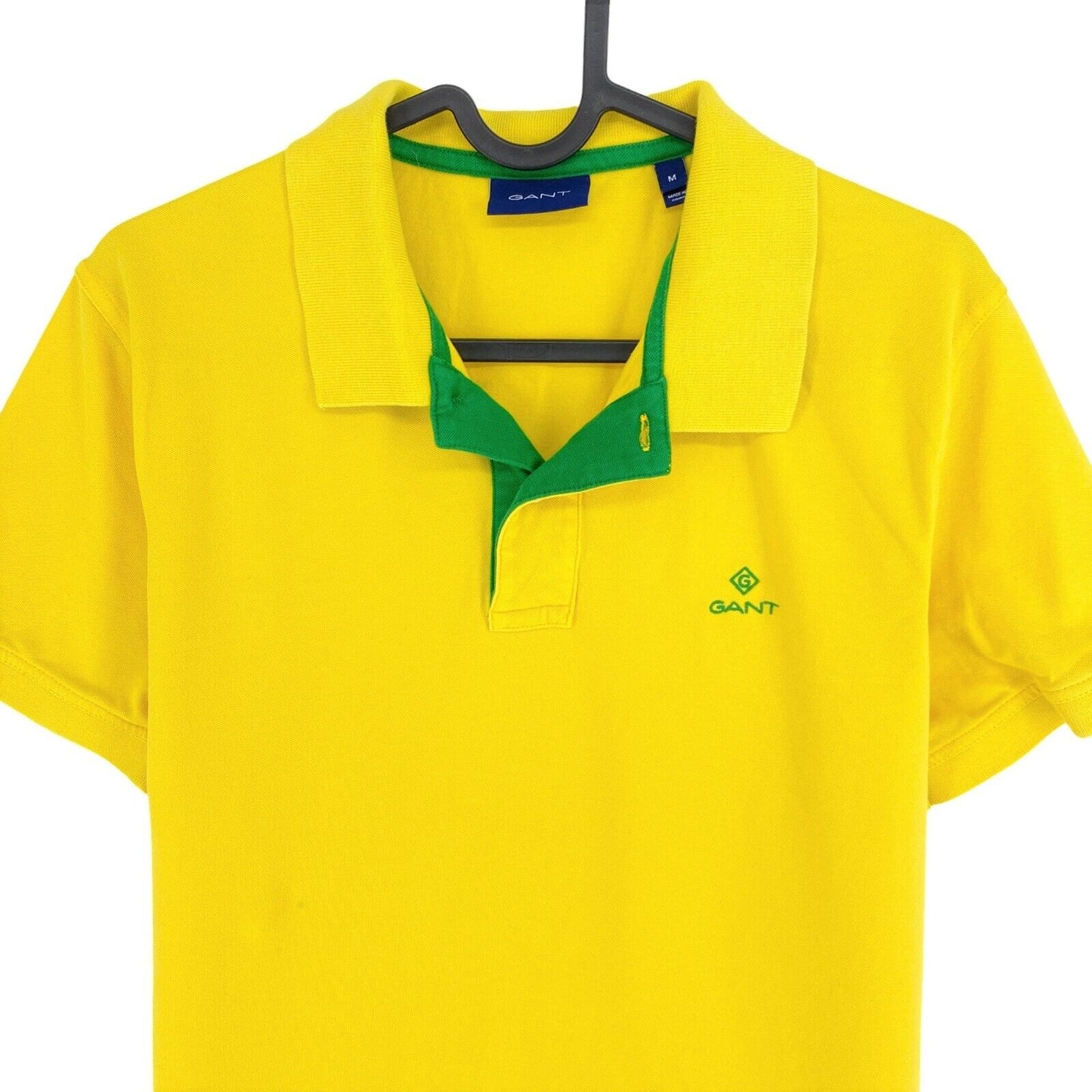 GANT Yellow Contrast Collar Pique Rugger Polo Shirt Size M