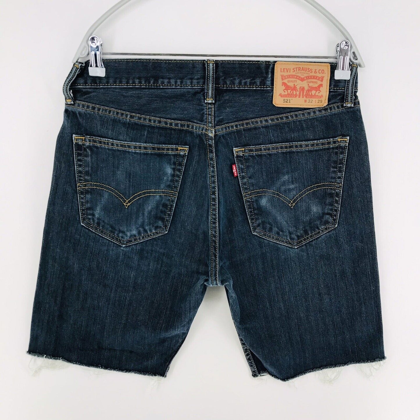 Levi's 521 Custom Made Dark Blue Regular Straight Fit Cut-Off Denim Shorts W32