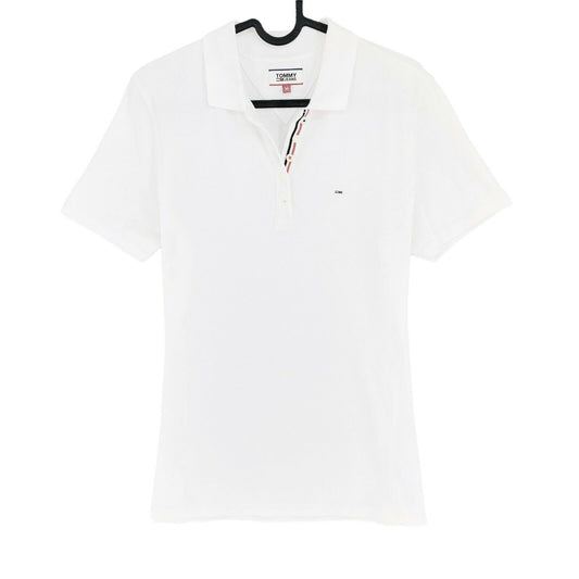 TOMMY HILFIGER JEANS White Pique Polo Shirt Size M XL