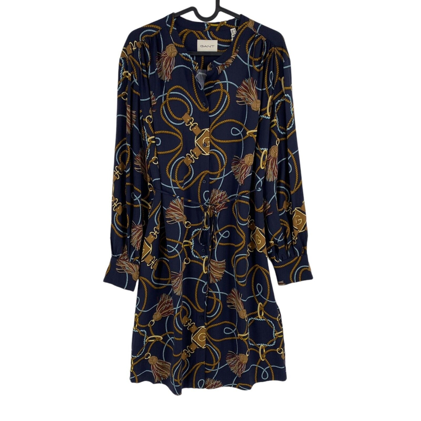 GANT Navy Blue Relaxed Rope Print Shirt Dress Size EU 34 UK 6 US 4