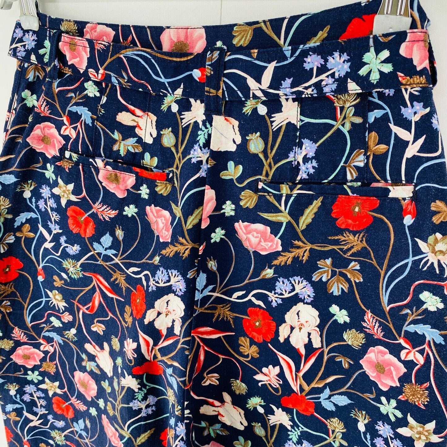 GANT Women Blue Floral Relaxed Straight Fit Cropped Pants EUR 38 UK 10 US 8 W28