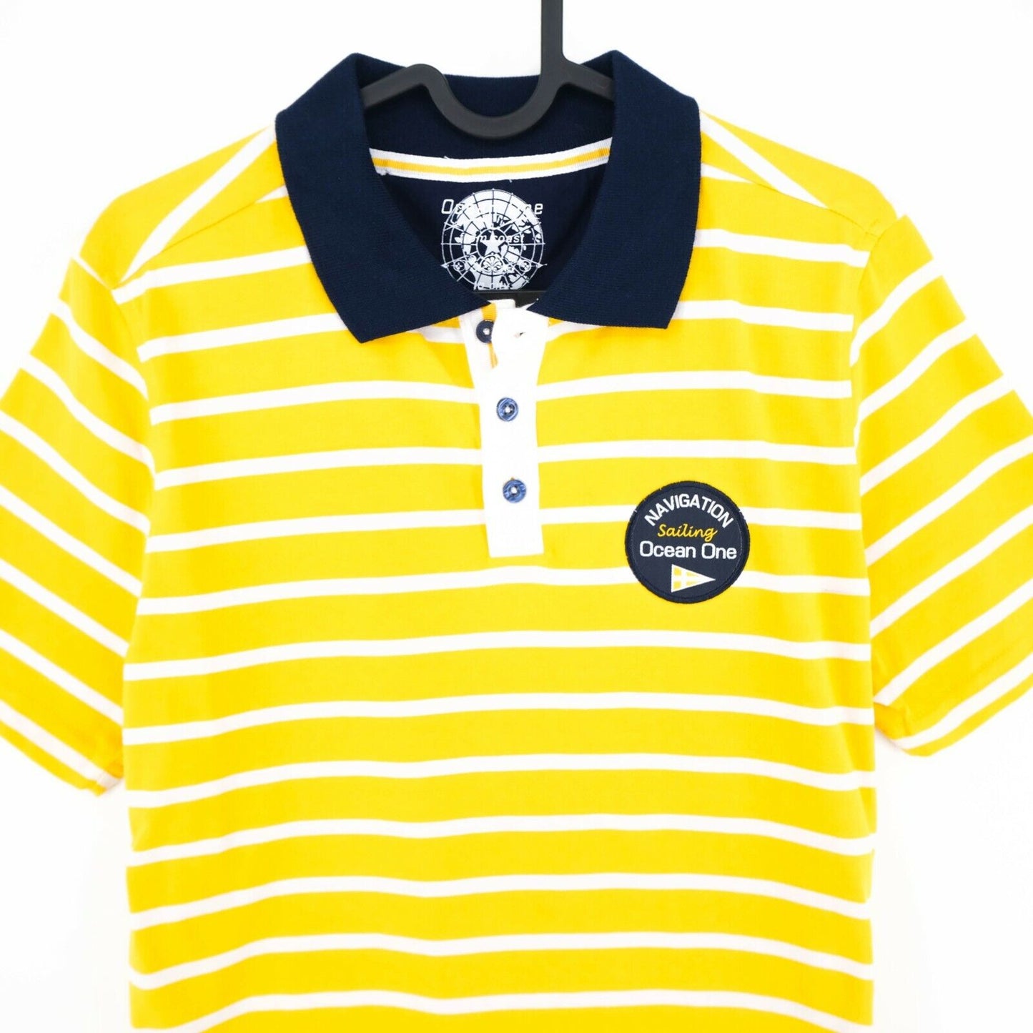 OCEAN ONE Yellow Striped Polo Neck T Shirt Size 42