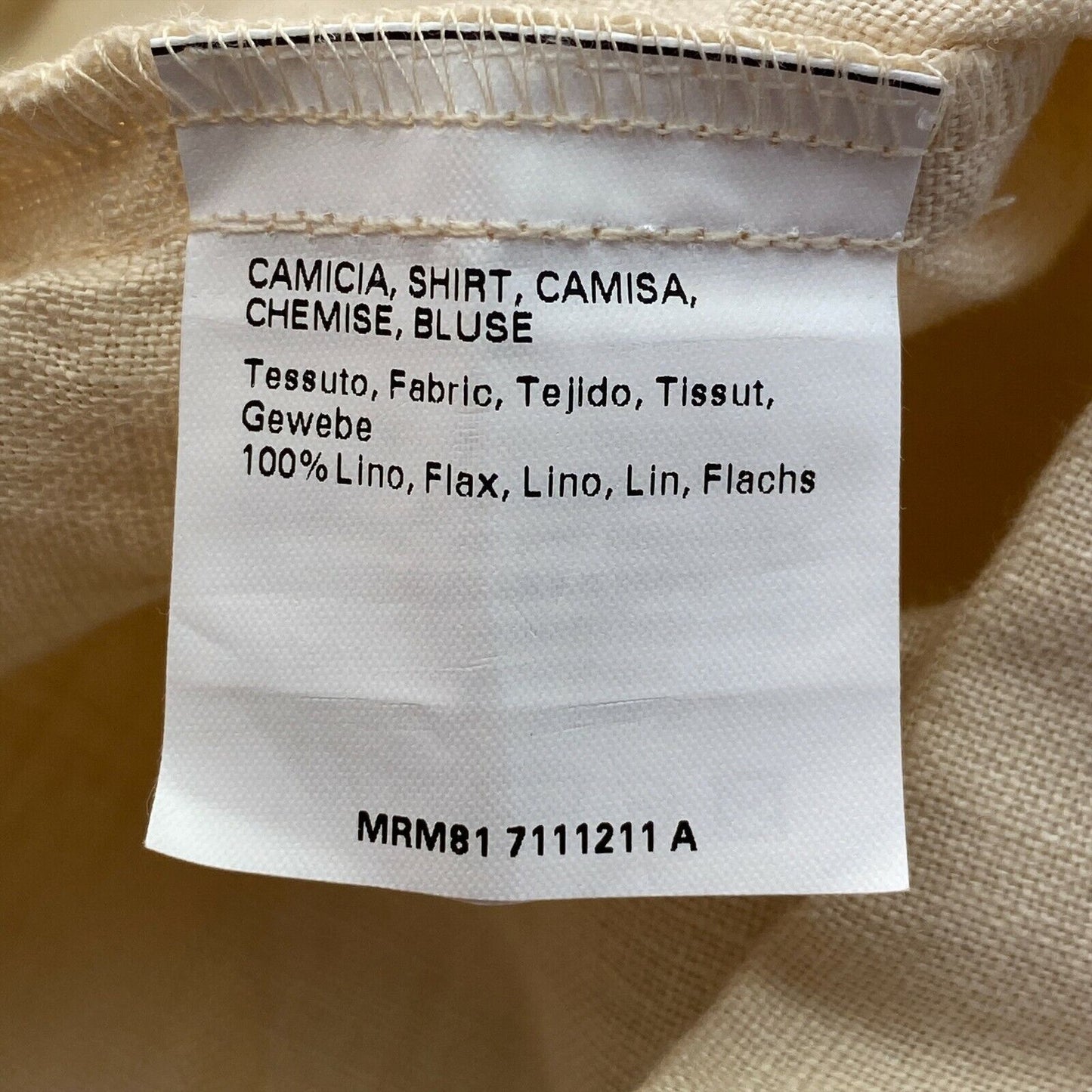 PERSONA Light Brown 100% Linen Shirt Size EU 42 UK 14 US 12