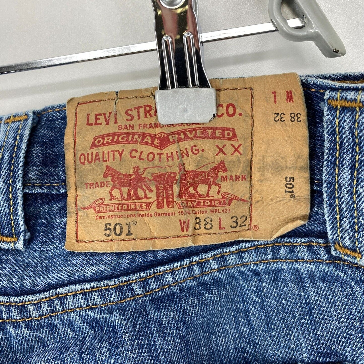 Vintage Levis 501 Blau Original Regular Straight Fit Jeans W38 L32