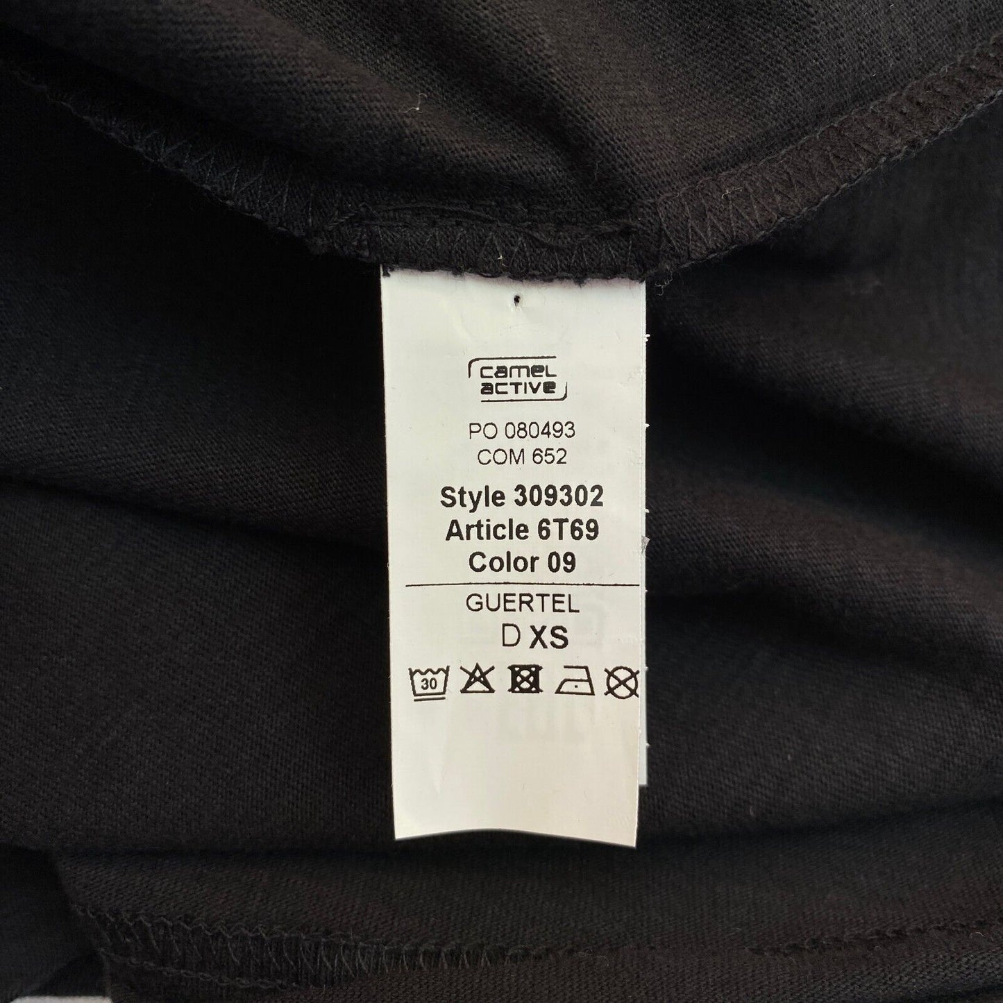 Camel Active T-Shirt mit Rundhalsausschnitt und langen Ärmeln, schwarz, Größe XS