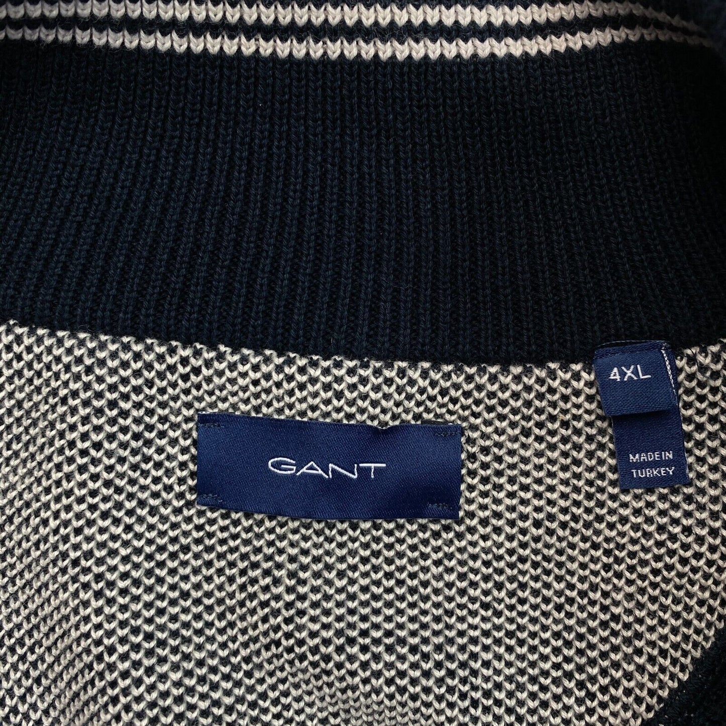 GANT Men Navy Blue Cotton Pique Full Zip Cardigan Sweater Jumper Size 4XL