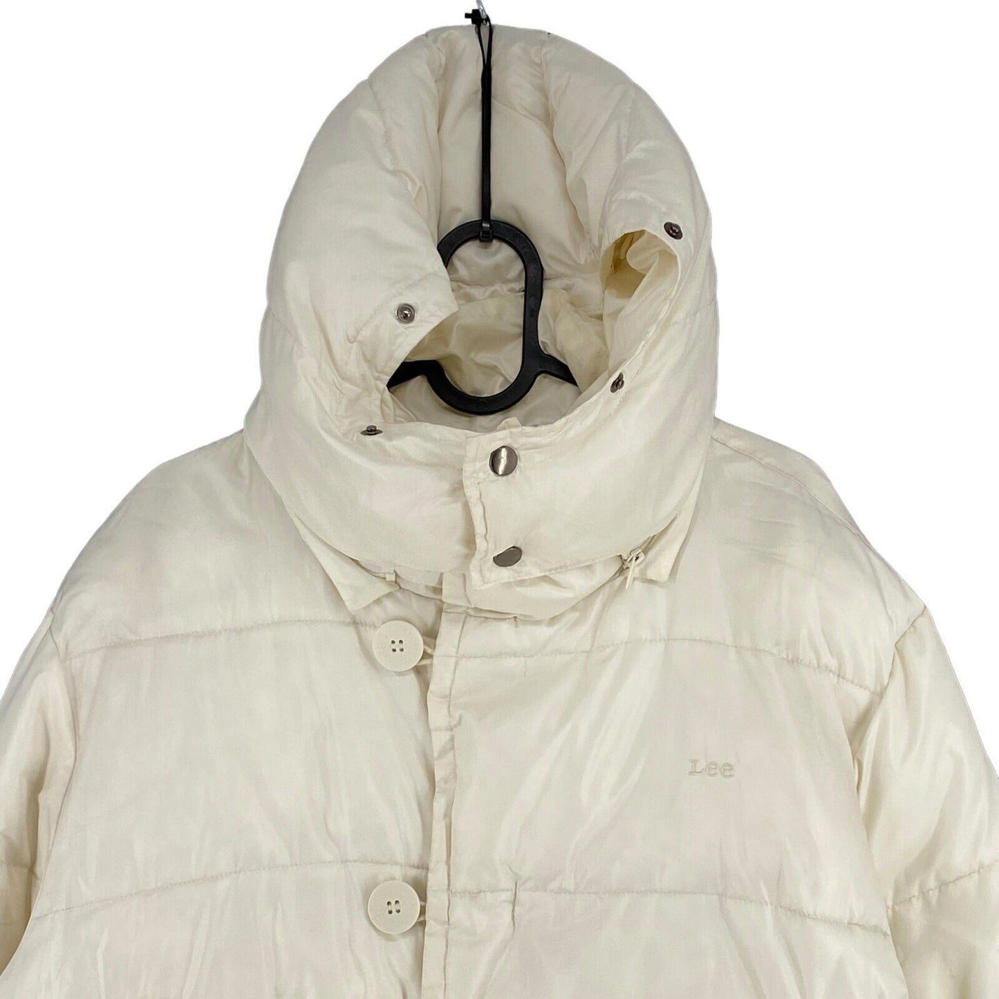 Lee Cream White Hooded Puffer Jacket Coat Size XL