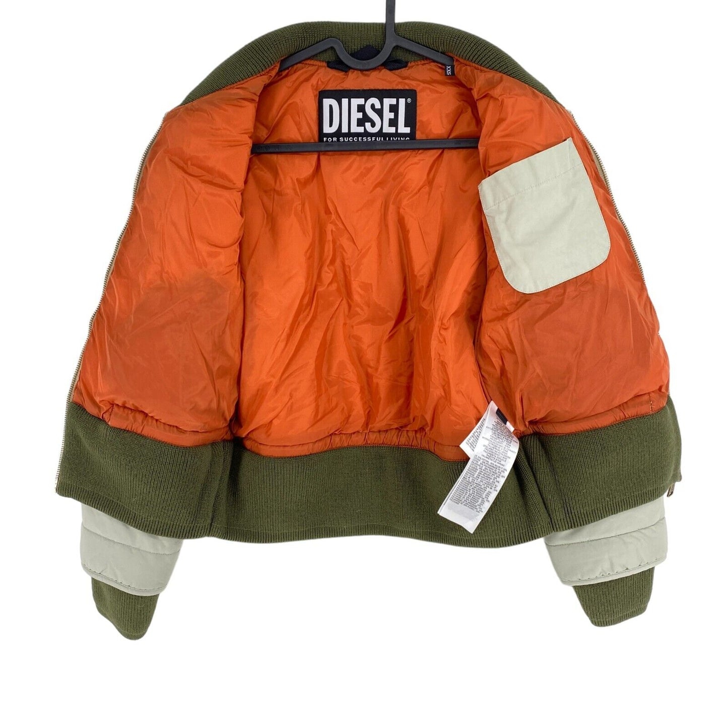 DIESEL Light Green Quilted Padded Bomber Jacket Coat Size 2XS XXS