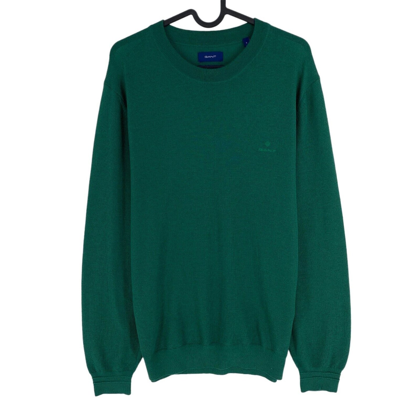 GANT Men Dark Green Pure Prep Texture Crew Neck Sweater Jumper Size L