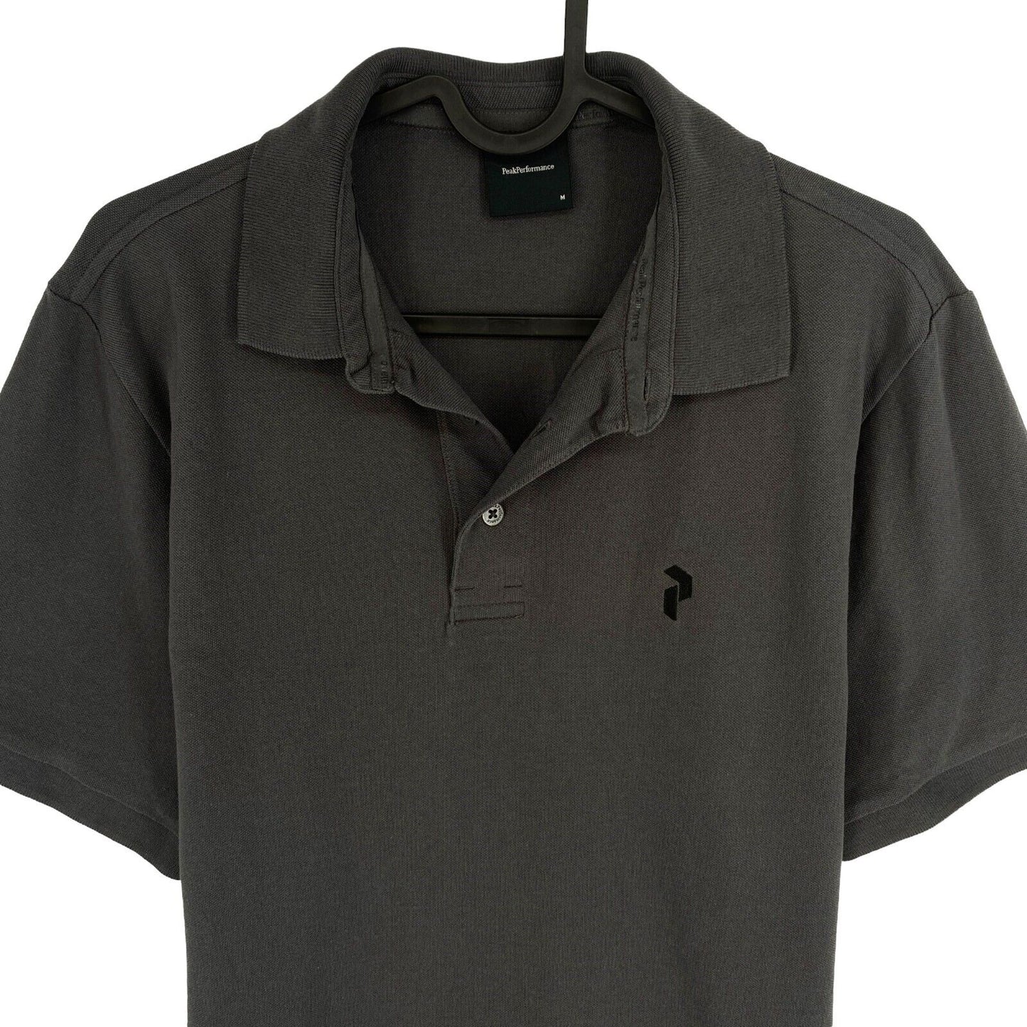 Peak Performance Men Grey Classic Cotton Short Sleeves Polo Shirt Size M