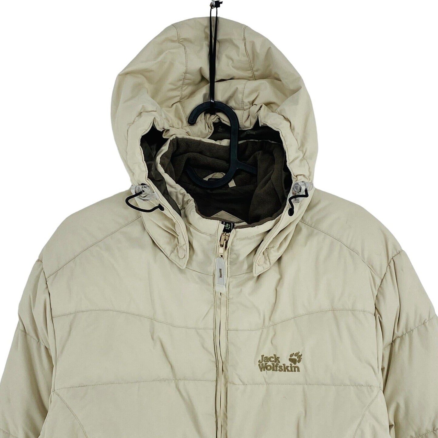 Jack Wolfskin Microguard Beige Hooded Down Puffer Jacket Coat Size L