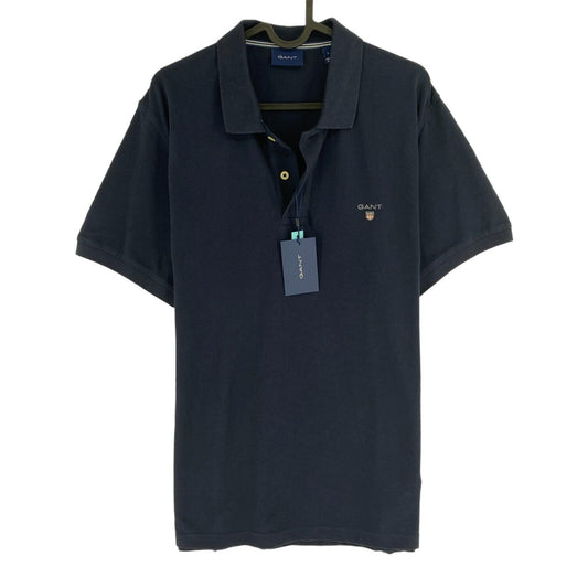 GANT Men Navy Blue Pique Rugger Short Sleeve Polo Shirt Size L