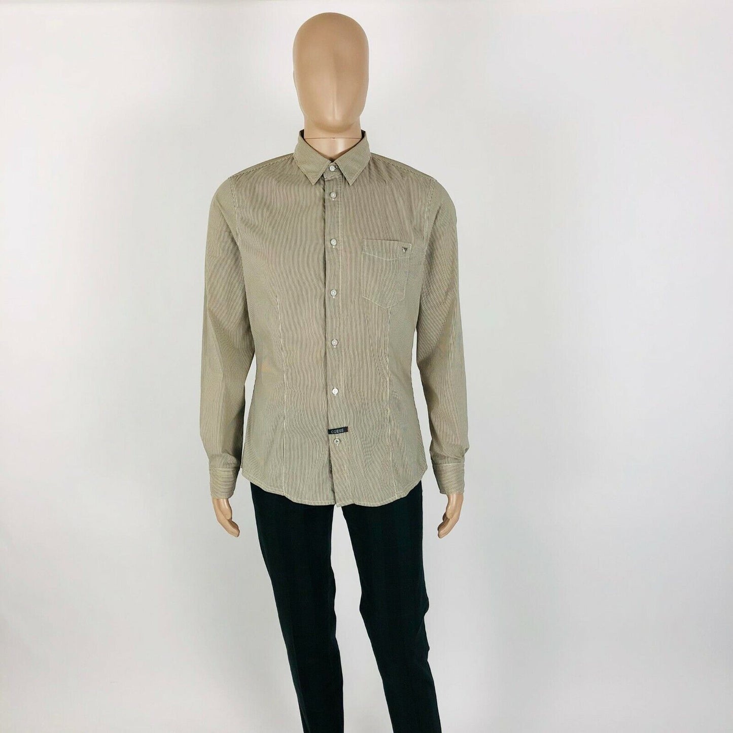 GUESS Blue Slim Fit Stretch Shirt Size L