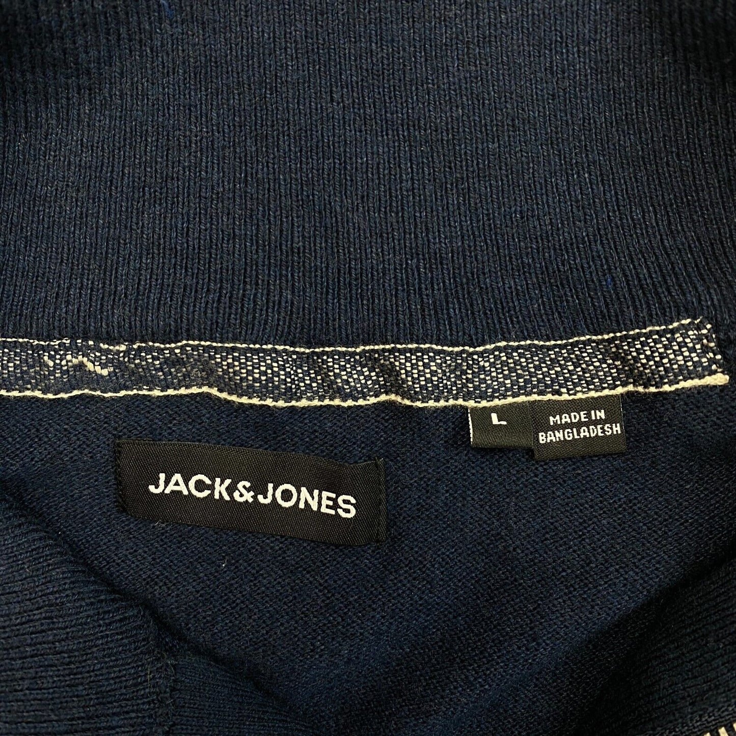 JACK&JONES Mens Navy Blue Knit Half Zip Sweater Jumper Size L