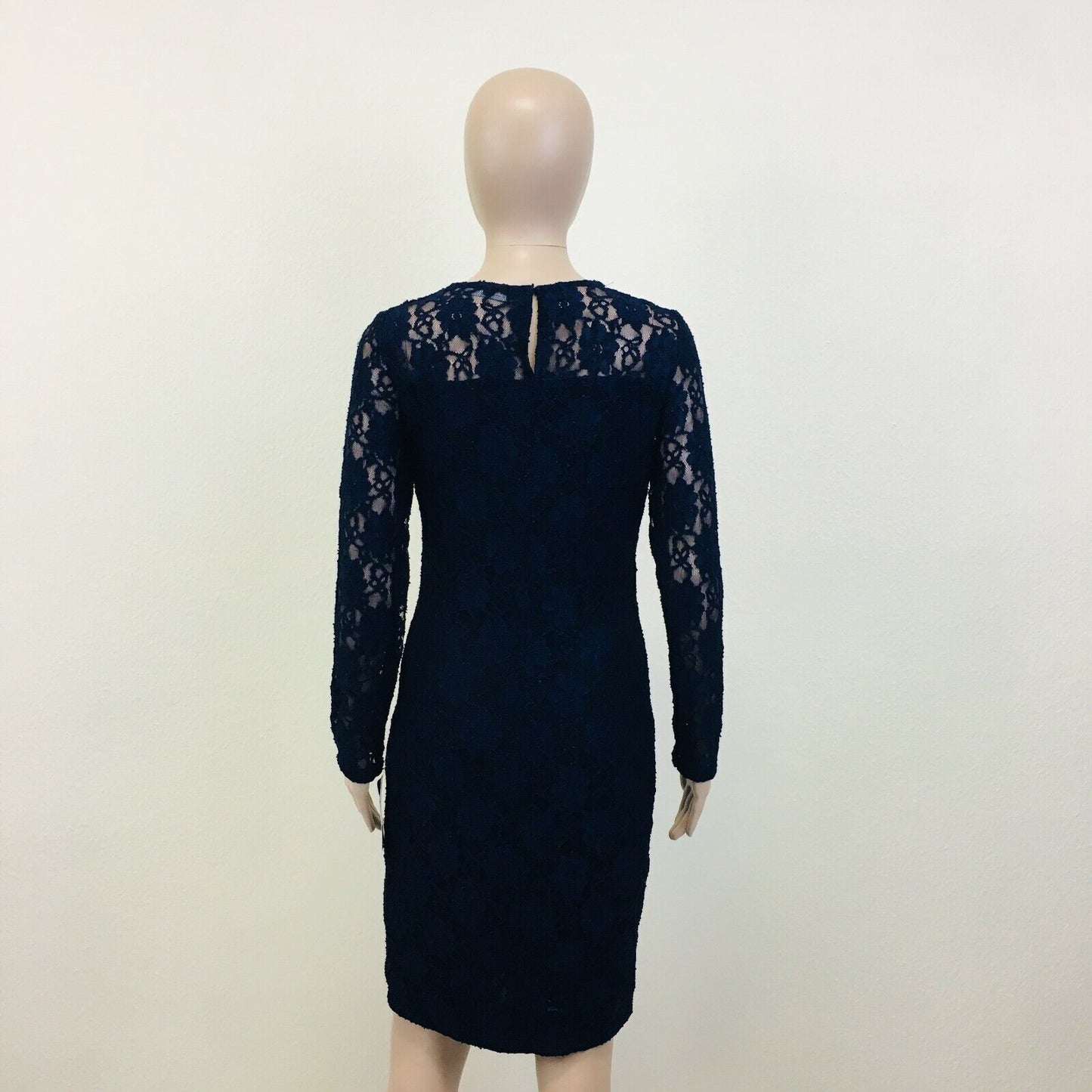 RRP $129 ZARA Dark Blue Long Sleeve Crochet Evening Dress Size S