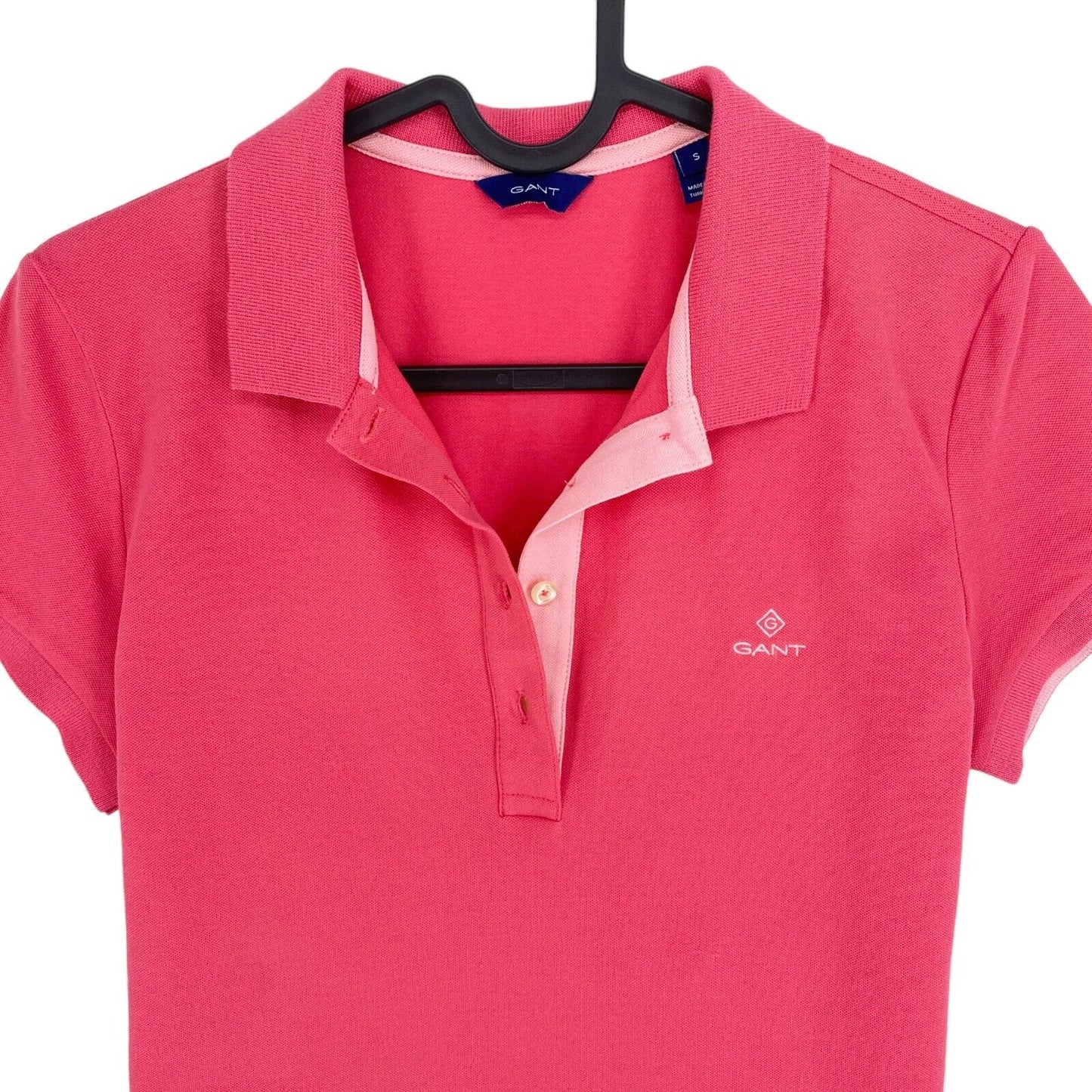 GANT Rich Pink Contrast Logo Pique Polo Shirt Size S