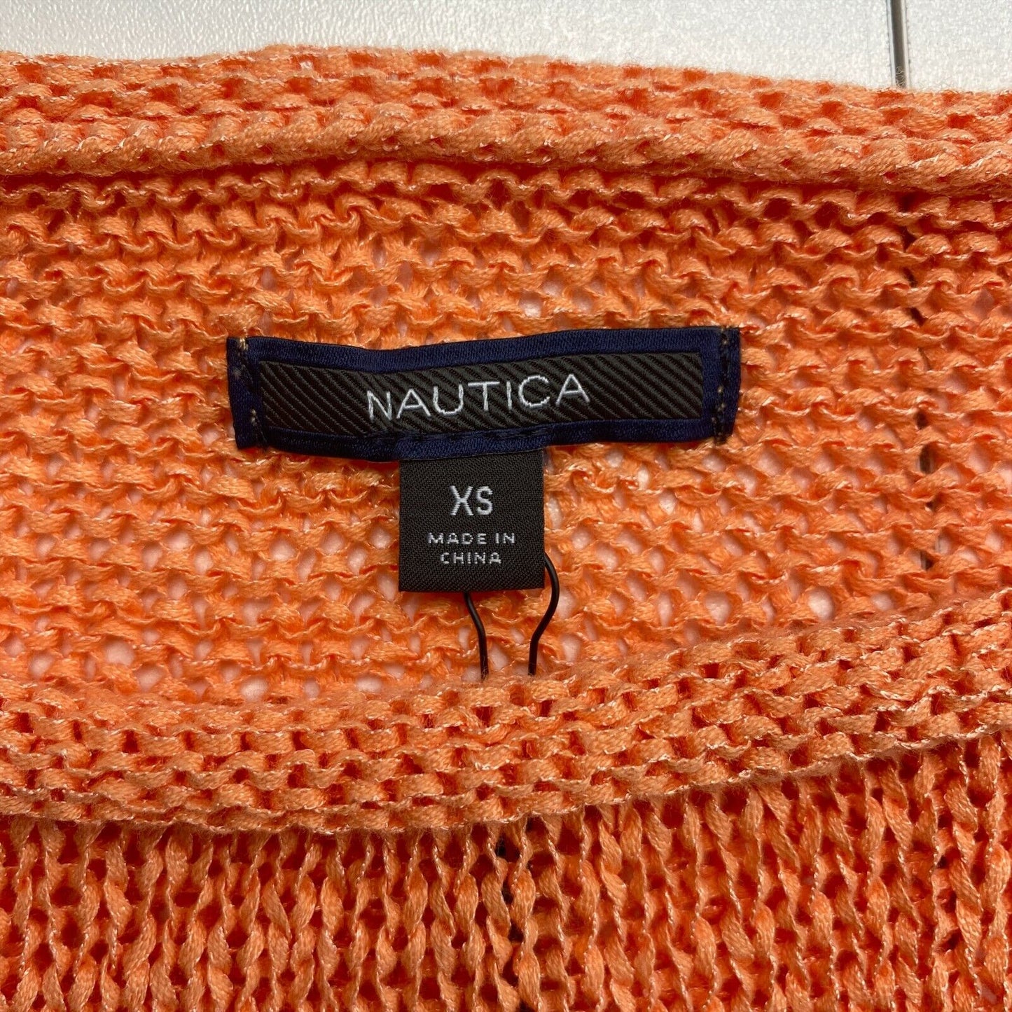 NAUTICA Orange Open Knit Crew Neck Jumper Sweater Size XS