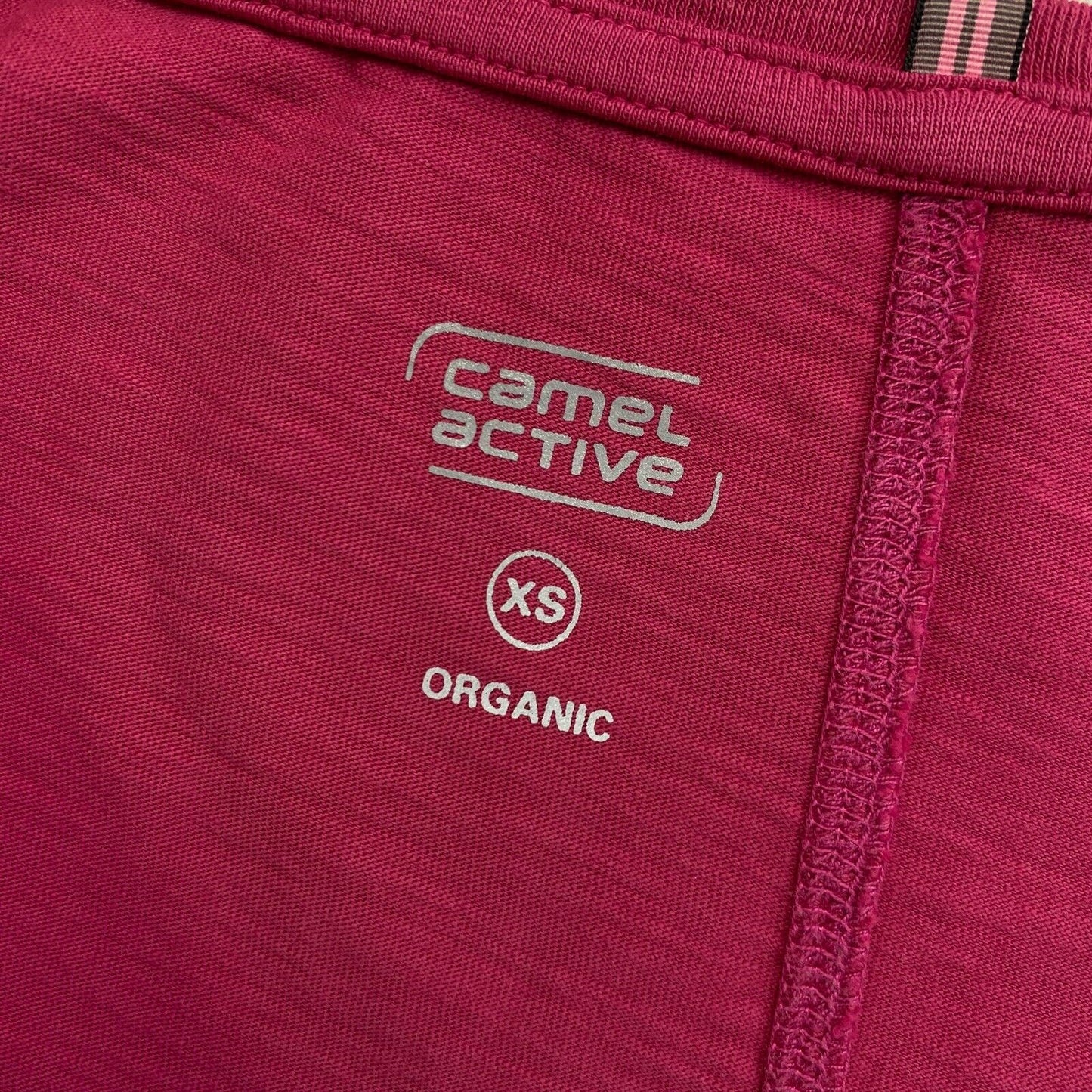 Camel Active Lila T-Shirt mit V-Ausschnitt und kurzen Ärmeln, Größe XS