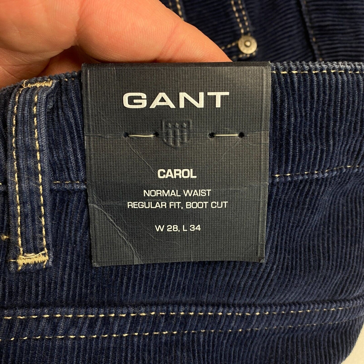 GANT Navy Blue Corduroy Regular Fit Boot Cut Jeans Size W28 L34