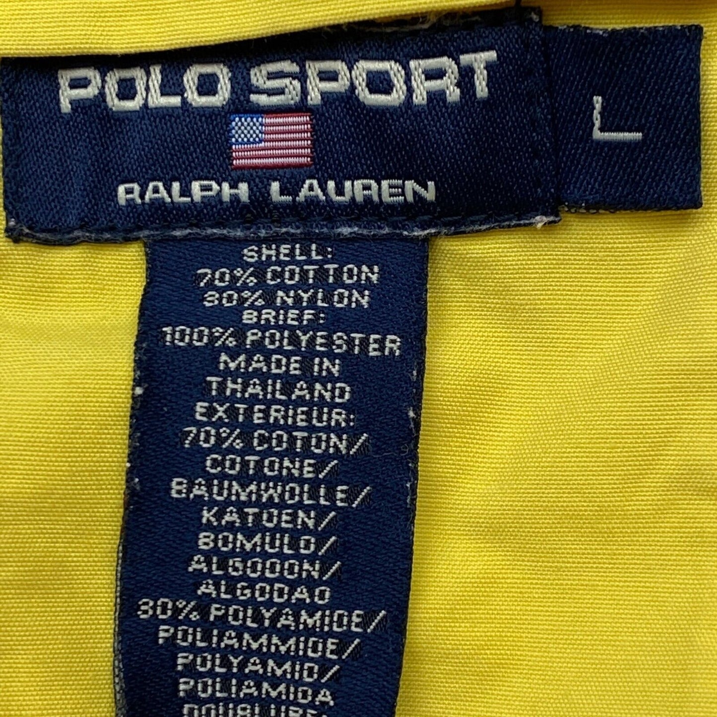 Polo Sport Ralph Lauren Yellow Cotton Blend Activewear Shorts Size L