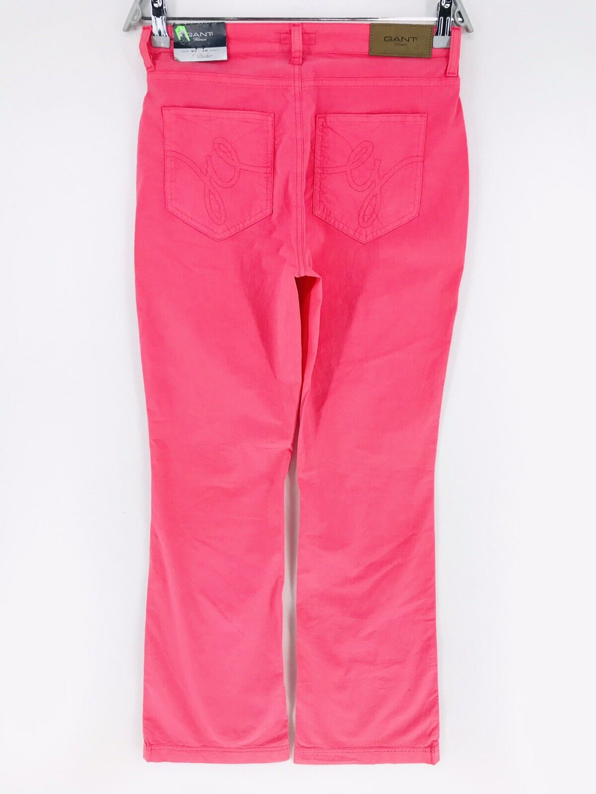 €115 GANT Women Pink Stretch Regular Bootcut Fit Chino Pants Trousers W29 L32