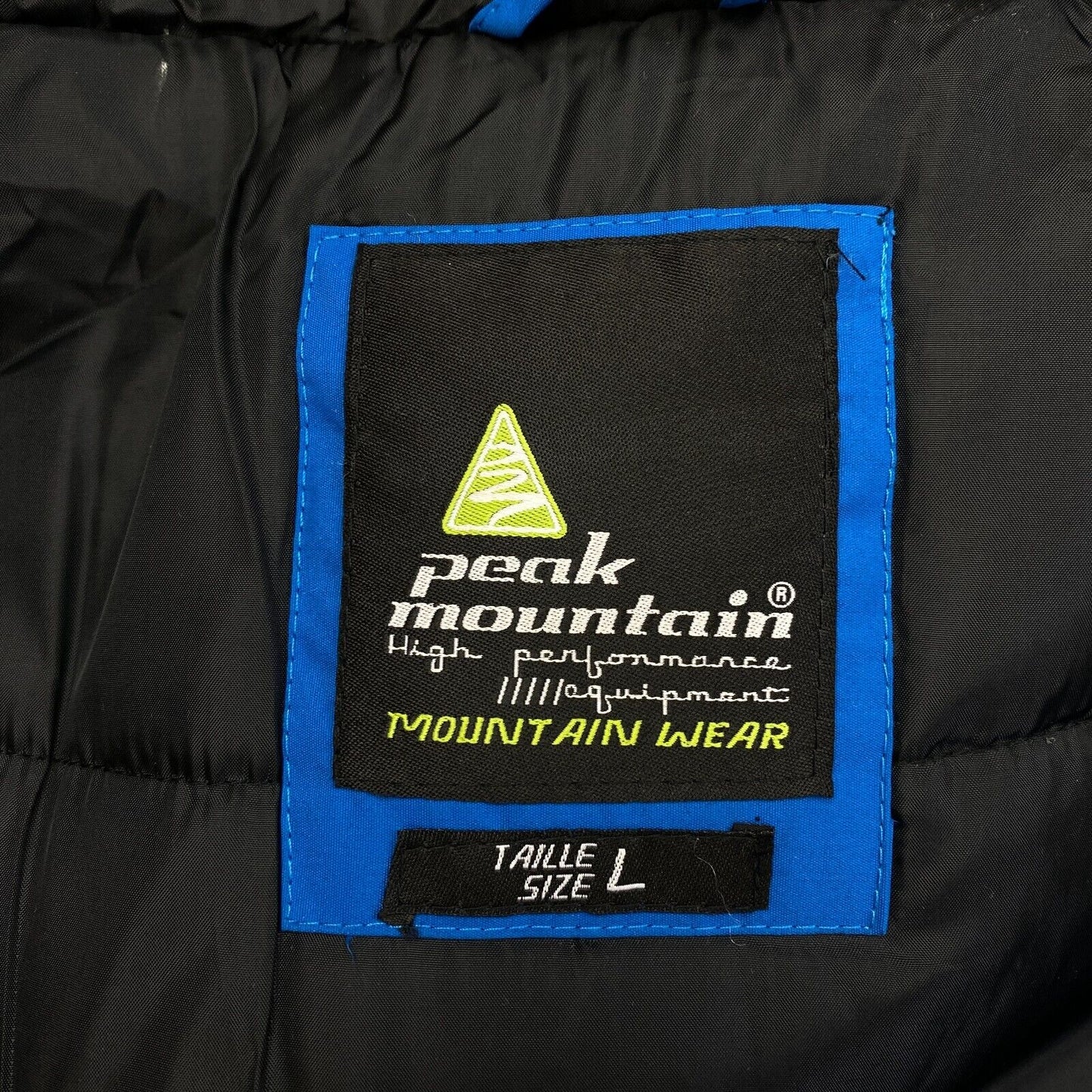 Peak Mountain Men Blue Hooded Ski Parka Jacket Coat Size L