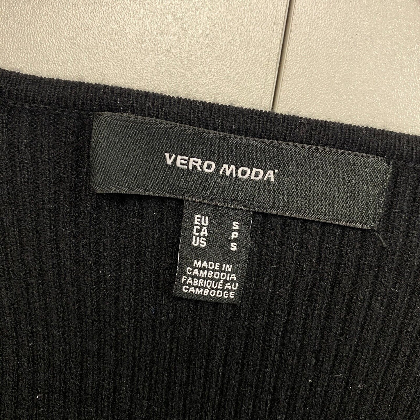 VERO MODA Womens Black V Neck Long Sleeves Jumper Sweater Size S