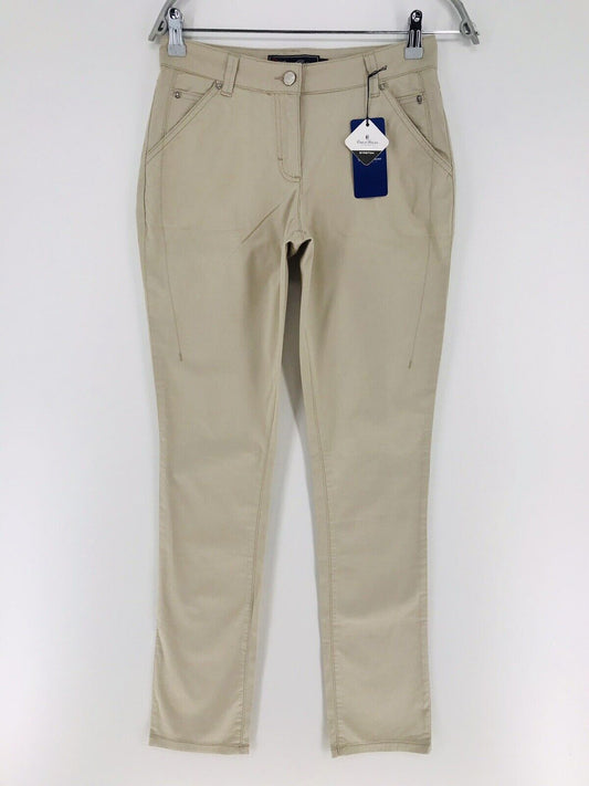 CONTE OF FLORENCE Women Beige Stretch Regular Straight Fit Chino Trousers 40