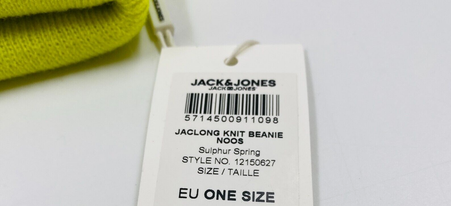 JACK & JONES Unisex Adult Yellow Knit Beanie Winter Hat Set One Size